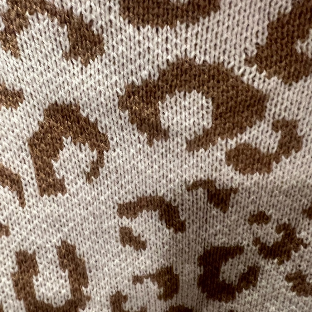 Nine West Leopard 🐆 Print Cream & Tan Cowl-neck Pullover Sweater - Picture 3 of 8